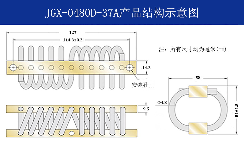 JGX-0480D-37A多應用鋼絲繩隔振器結構